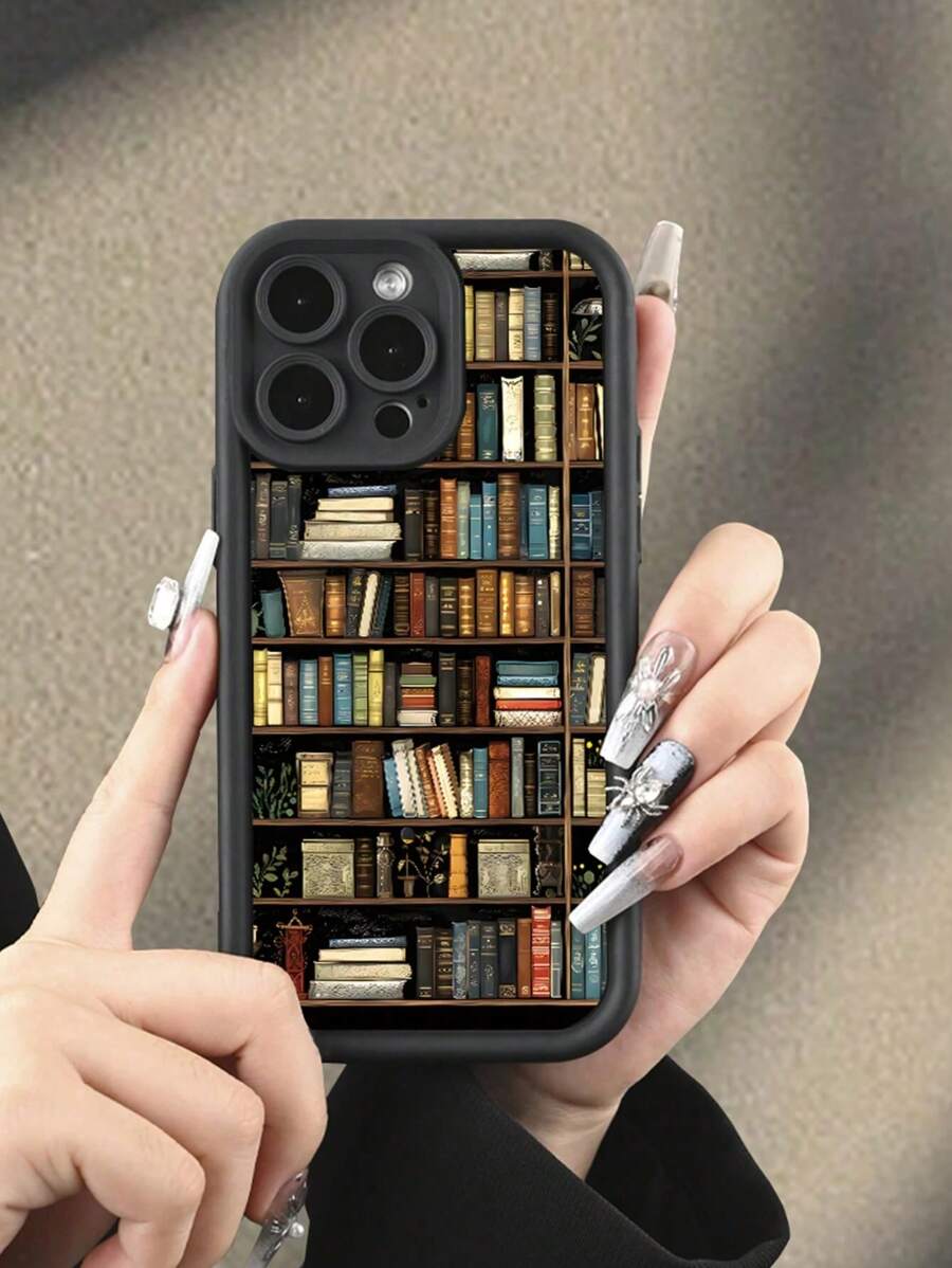 1pc Book Shelf Pattern Printed Phone Case, Fits All Apple Models, Best Gift For Friends, Family And Girlfriends