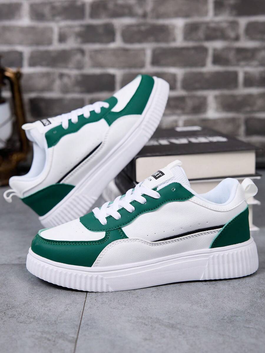 Casual Shoes, Solid Color Low-Top Lace-Up, Comfortable EVA Sole, School Style Daily Running Shoes, All Season