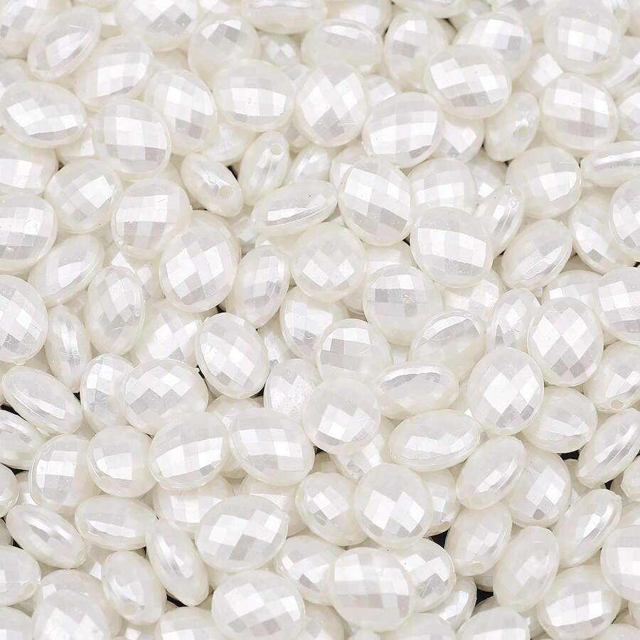 100/200/500pcs 12x10mm Oval Acrylic Beads, Mesh Hole, For DIY Jewelry Making Bracelet Necklace Cell Phone Chain Craft Decoration