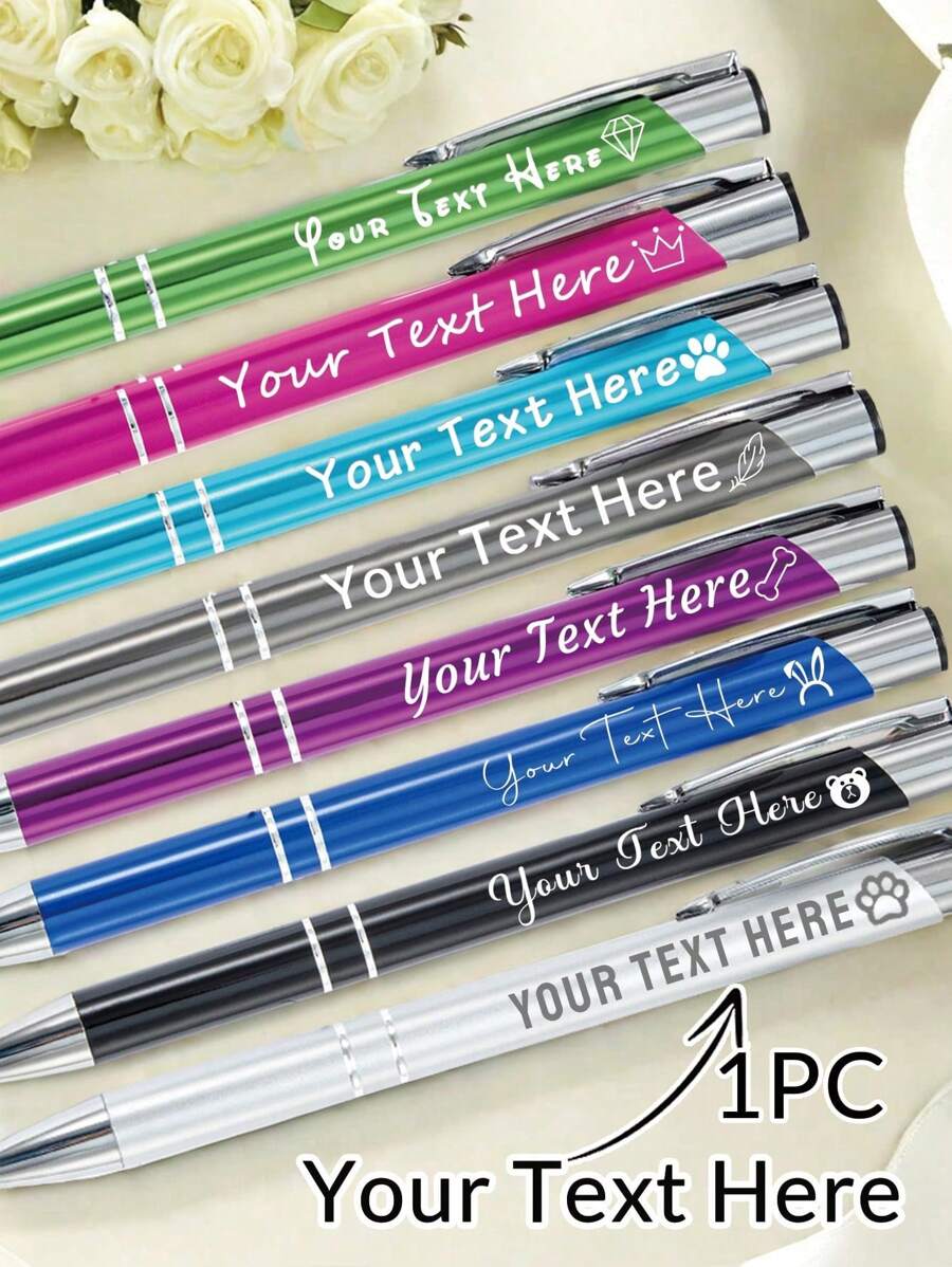 120/60/30pcs Personalized Pens, Custom Business Engraver Pens Ballpoint, Personalized Pens With Name, Customized Stylus Pens For Touch Screens, Retractable Writing Ball Pen, Office School Gifts For Women/Men Black Red Green Blue Seal