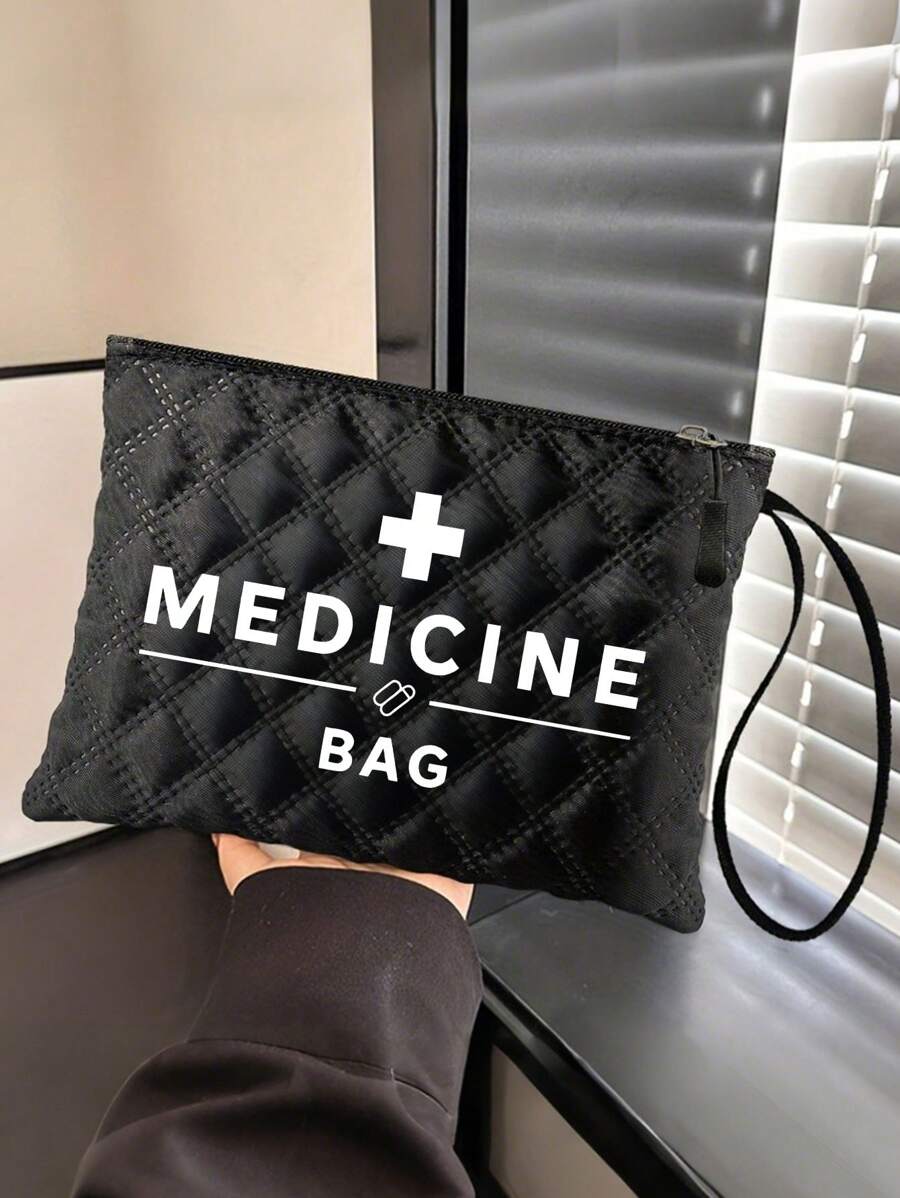 Nylon Vintage Style Medicine Bag - Cosmetic Case With Positioning Printing, Hand Washable - Ideal For Medication, Personal Care Items, Sanitary Products, Candy, And As A Gift