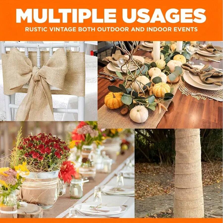 2/1pc Set Coarse Linen Tablecloth, 30cm X 274.32cm - Rustic Wedding Decor Table Runner, Dining Table Decor, Kitchen Table Runner, For Thanksgiving, Party