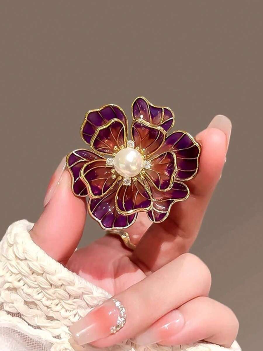 Broche de flor de peonía esmaltada con estilo retro, accesorio de flor de perla sintética de alta gama, apto para fiestas, cumpleaños, Navidad, San Valentín, Día de Acción de Gracias, mamá, madre, Día de la Madre, regalo