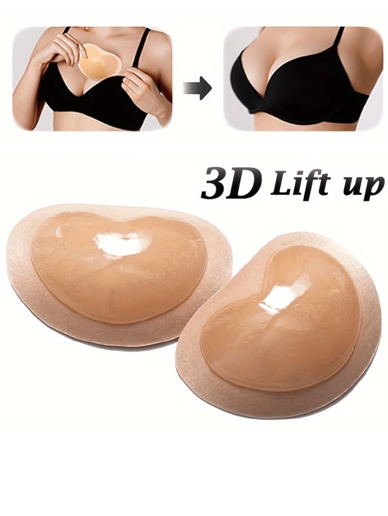 1 par de almohadillas para el pecho de bikini, almohadillas para el pecho de bikini autoadhesivas, gruesas y recogidas, para traje de baño femenino, de esponja gruesa y transpirable