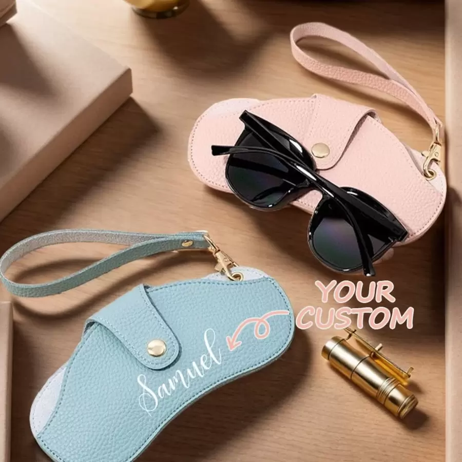 Kundenspezifische Brillentasche, Sonnenbrillenbox, tragbarer schützender Brillenhalter, personalisierte Brillenetui, Modebeutel, Geschenkidee. Tragbare modische Aufbewahrung, personalisiertes Geschenk. Personalisiertes Lederbrilletui, kundenspezifisches Brillenetui, Modeschmuck, weiches Brillenetui, Jahrestags-Geschenk, Party-Geschenk für ihn, Brautjungfern-Geschenk. Hängender Brillenhalter