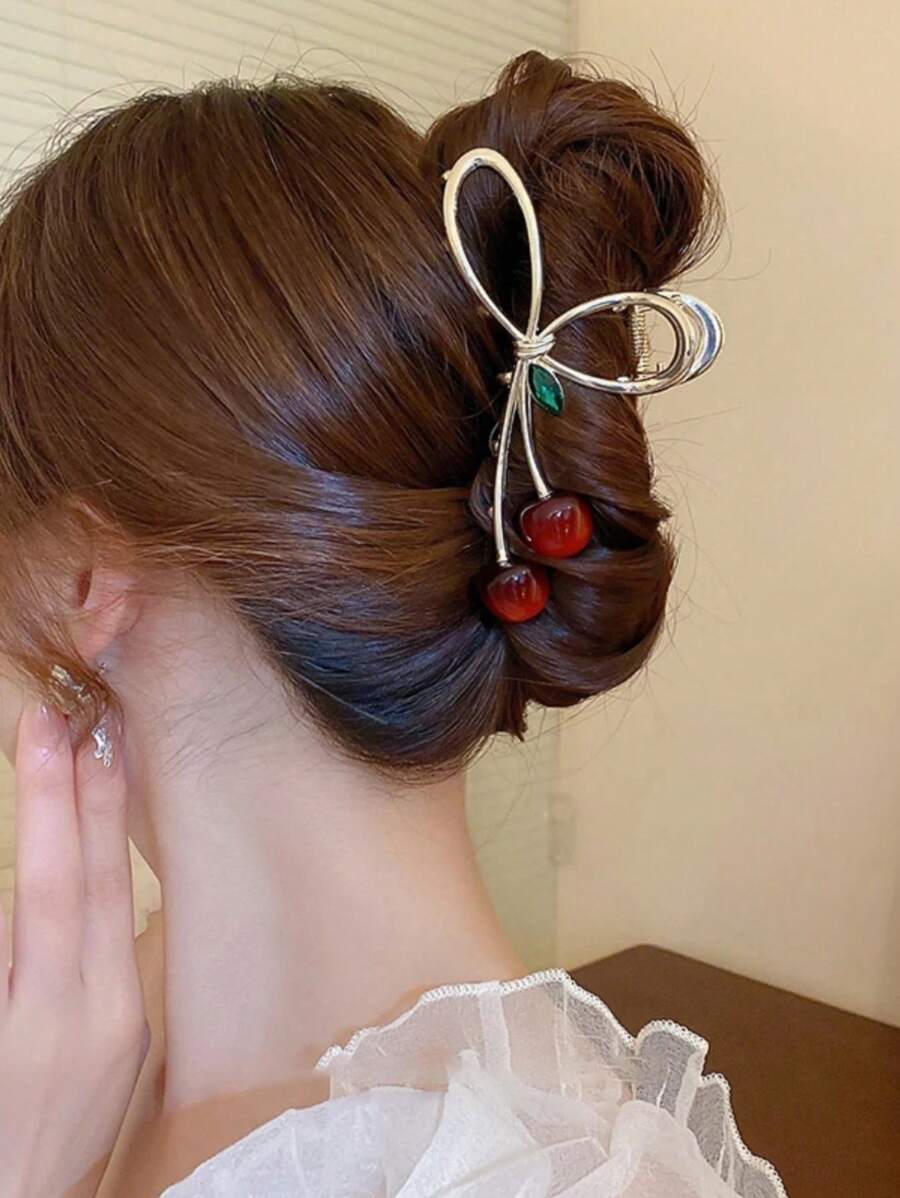 1 st. Vrouwen Haarklem Eenvoudige Elegante Kersengreep Grote Haarknot Clip Achterkant Haarklem Premium Touch Haarklem Hoofddeksel Haaraccessoires