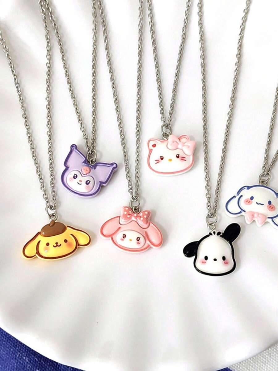 Sanrio 1pc Sanrio Cartoon Resin KT Cat, My Melody, Kuromi, Necklace,Choker Necklace, Girly Jewelry Gift For Girlfriend Or Best Friend