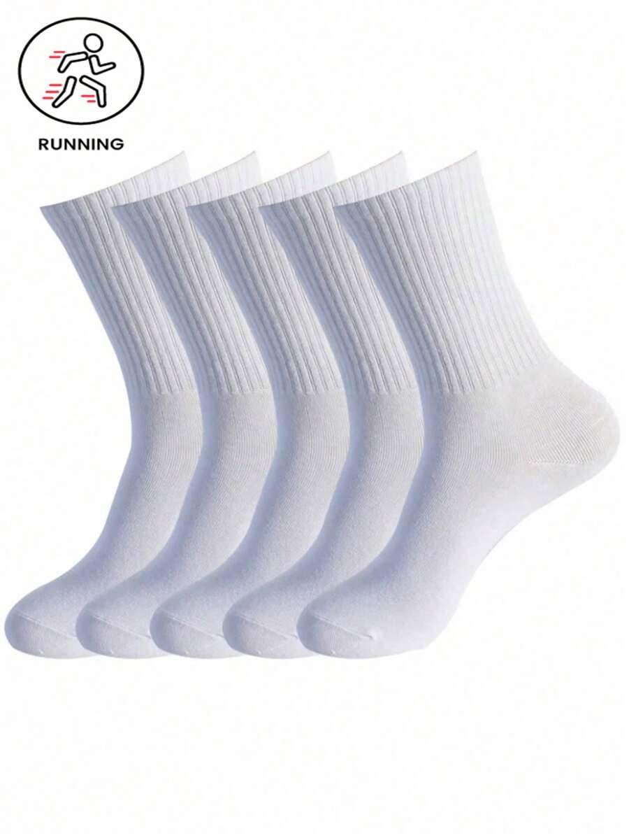 1/3/5 Pairs Of Unisex Solid Colored Socks, Sports And Breathable Mid-Tube Socks, Casual Socks For Both Men And Women