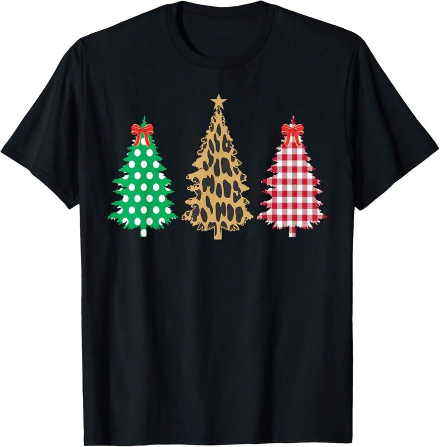 Leopard Style Christmas Trees Family Gathering Christmas T-Shirt