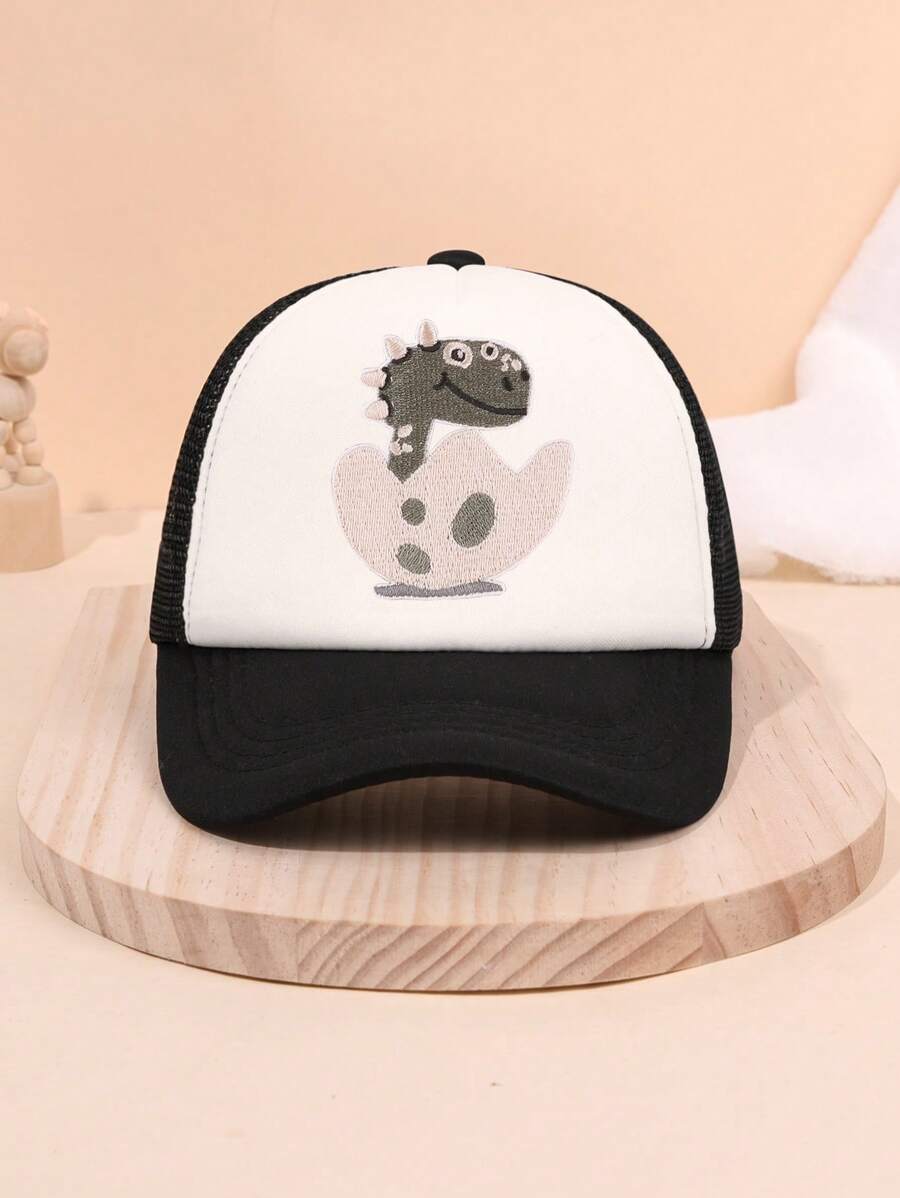 1st Cartoon Dinosaur Applicatie Baseball Cap voor Kinderen, Leuke Zonbescherming Vrachtwagenchauffeurshoed, Geschikt Voor Lente/Zomeruitje, Cadeau Voor Kinderdag