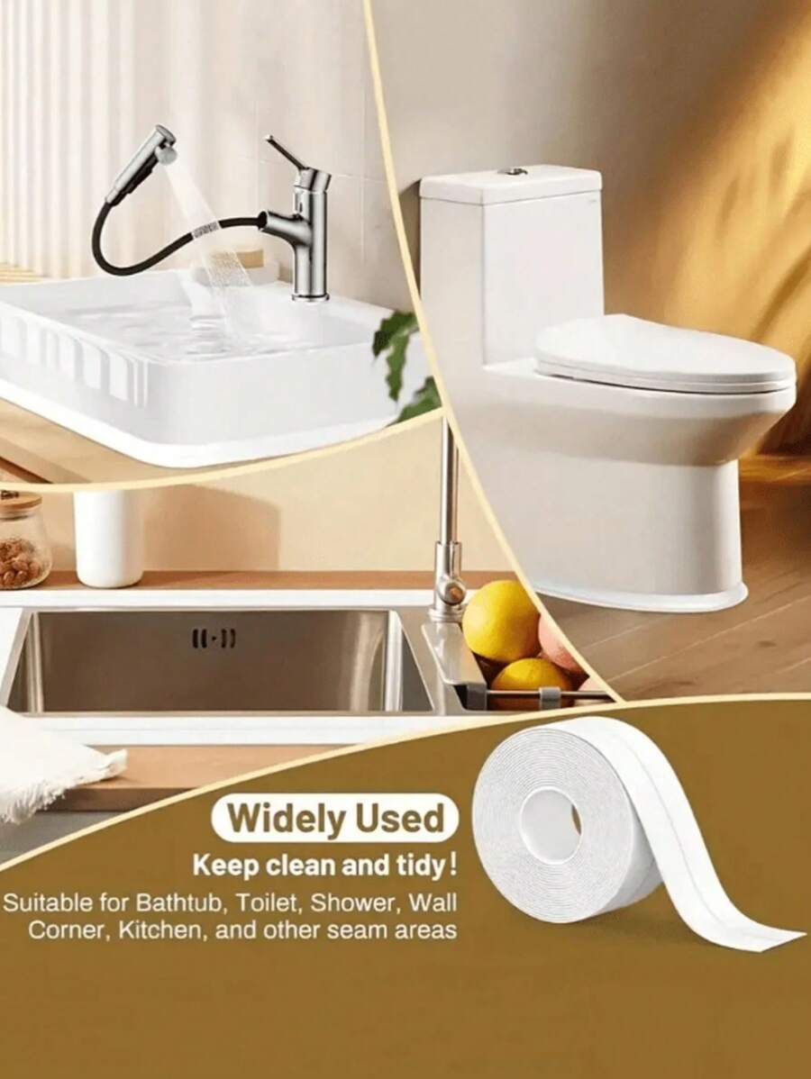1 pièce ruban étanche et anti-moisissure, bande d'étanchéité pour cuisine et salle de bain, produit de calfeutrage pour coins de murs imperméables, décoration de salle de bain d'été