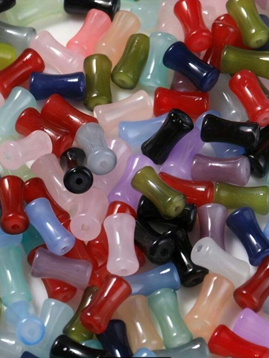 50pcs Bamboo Glaze Beads, Chinese Style Cylider Diy Bracelet Making Craft Jewelry Making Supplies For Necklace, Bracelet, Hair Clip