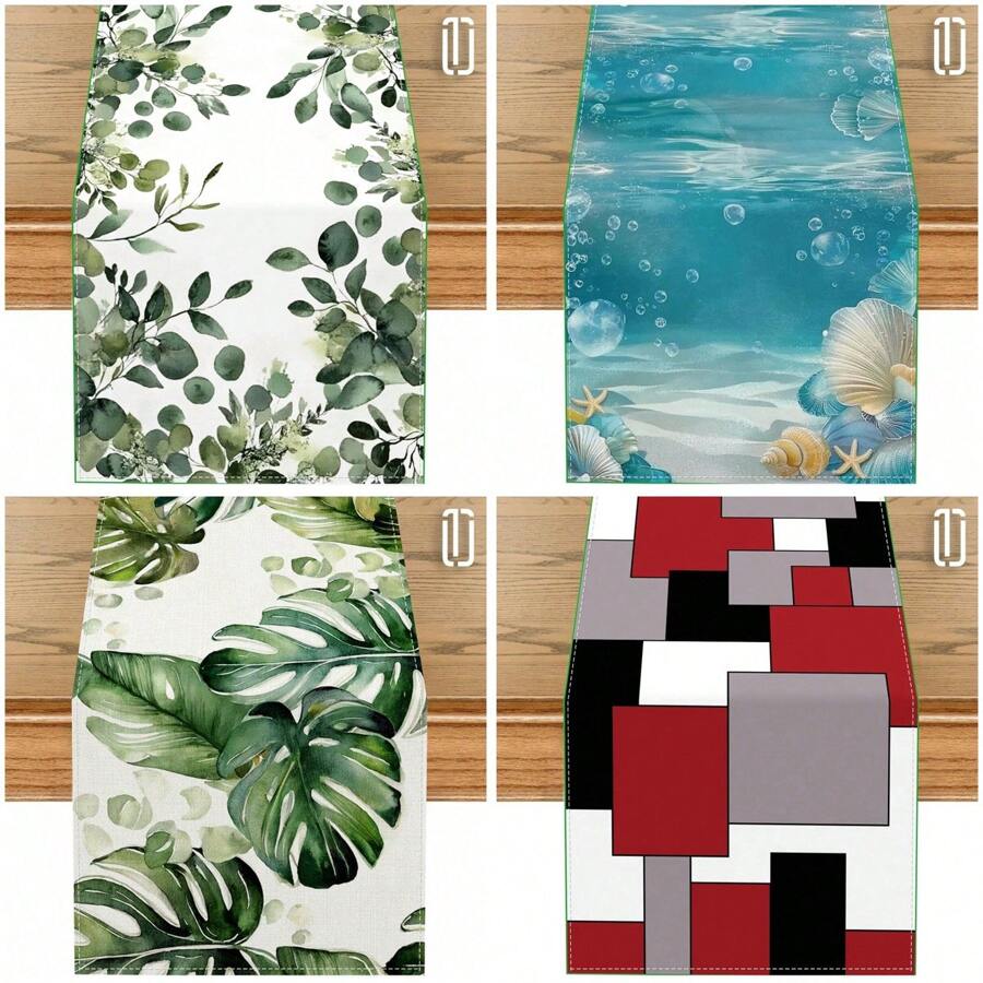 1PC, Spring/Summer New Plant Shell Series Theme Tablecover, Spring/Summer Fashion Table Mat, Bar Table Decor, Restaurant Atmosphere Decoration Table Mat, Indoor/Outdoor And Home Decoration Gifts
