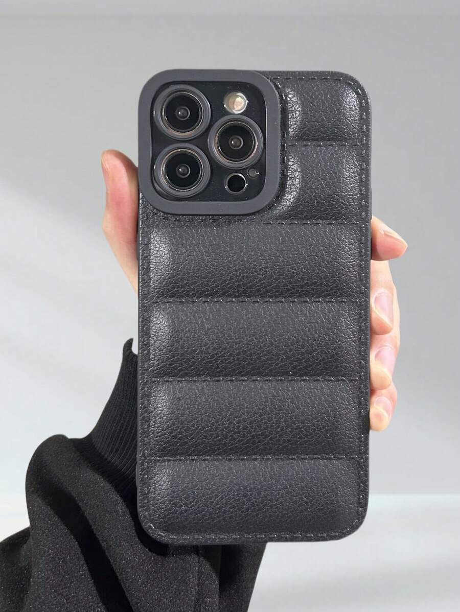 Leather Texture TPU Protective Lens Shock-Proof Phone Case Compatible With Iphone Smartphones, Down Jacket Style