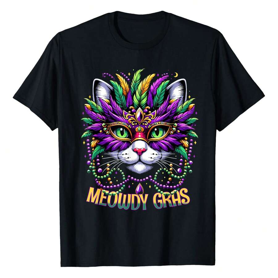 Meowdi Gras Mardi Gras Cat Lover Cats Kitten Kitty T-Shirt Attractive Women's T-Shirt