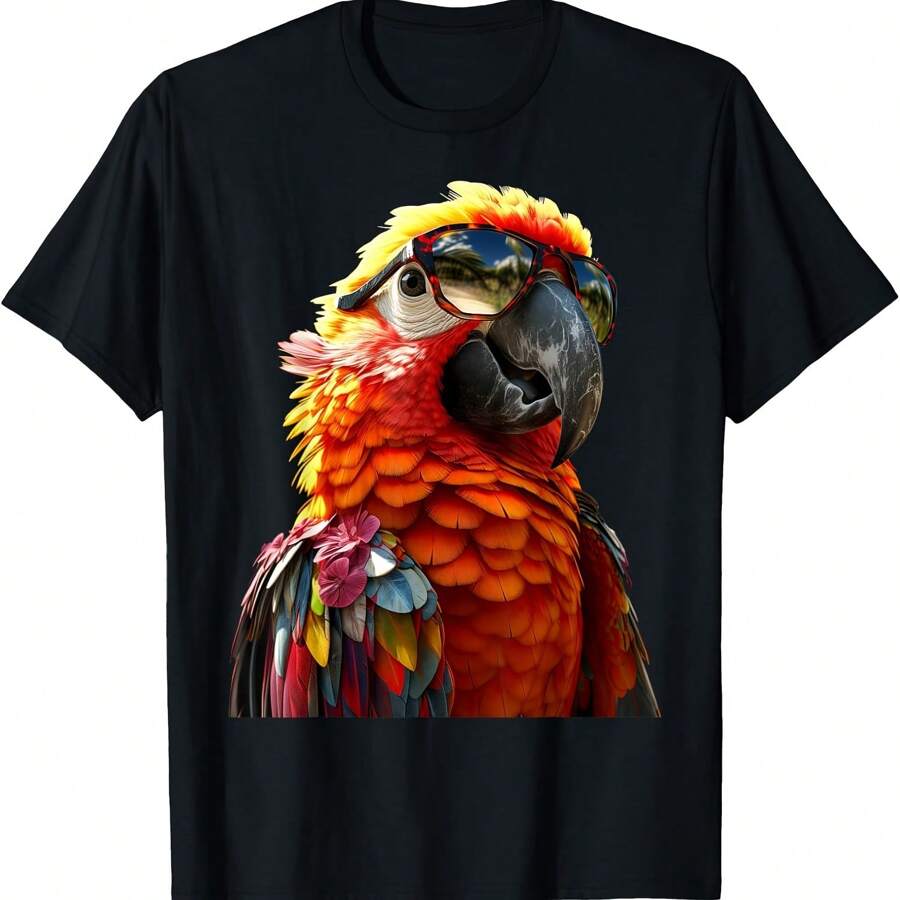 Parrot With Sunglasses Macaw Parakeet Cockatoo Cute Parrots T-Shirt