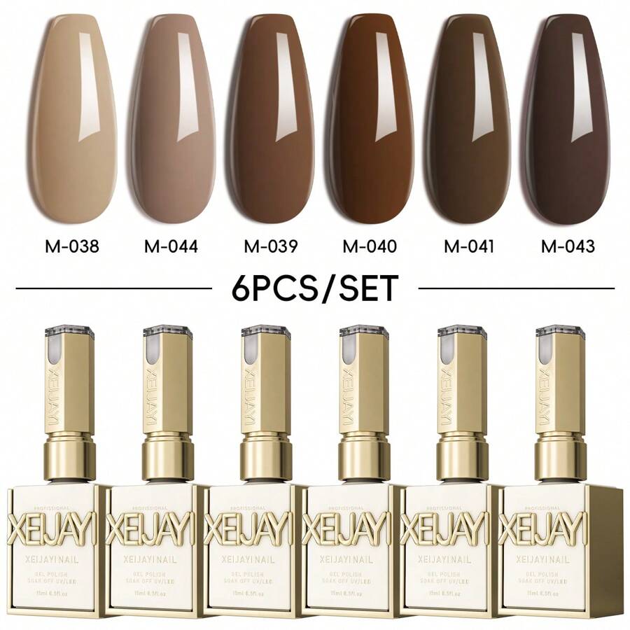 XEIJAYI 6-Color Nail Gel Polish Set, New 2025 Collection, Various Colors For Brightening, Salon Nail Gel Kit