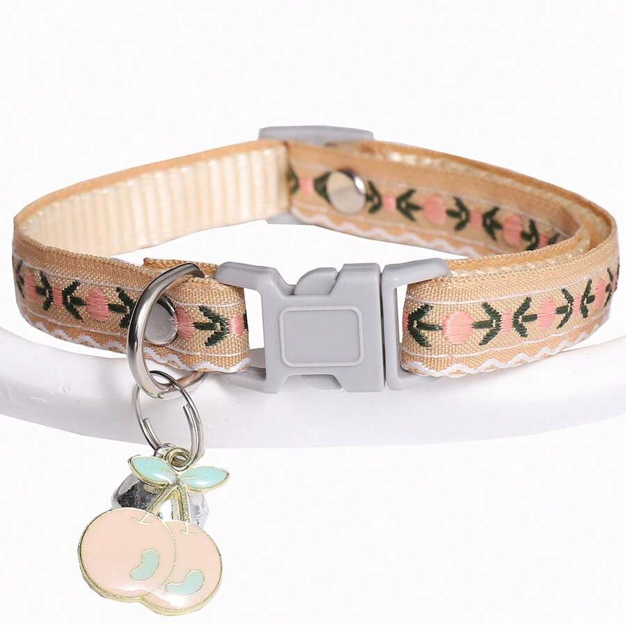 Studded Pet Collar With Bow Tie And Bell, Adjustable Buckle Dog Cat Collar, 22-32cm/8.66-12.6 Inch