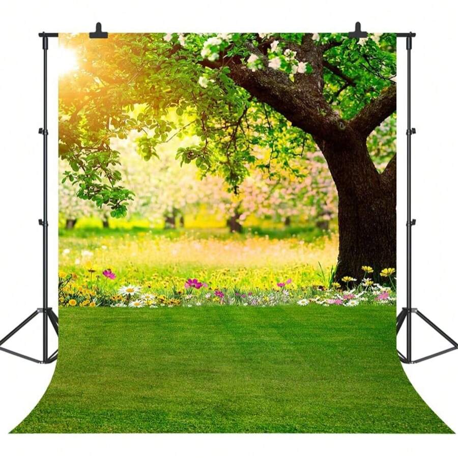 Spring Easter Backdrop For Photography Nature Forest Scenery Tree Grass Sunshine Wall Decor Floral Photo Background Photoshoot Banner