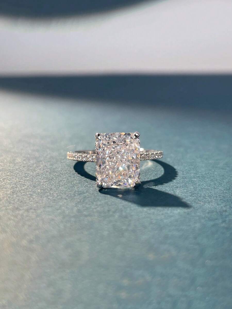 1 pièce Anneau unique en argent sterling S925 serti de pierre précieuse colorée et de diamant taille flocon de neige, cadeau idéal pour la Saint-Valentin ou un anniversaire