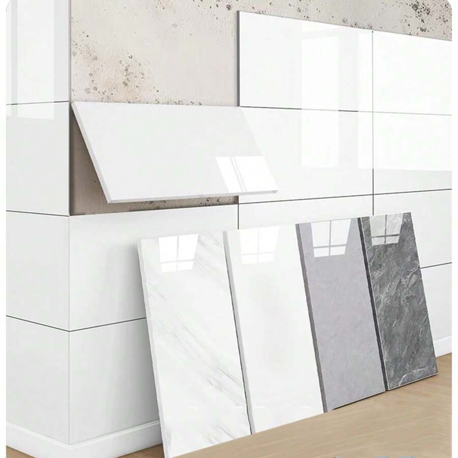 10pcs Self-Adhesive PVC Wall Stickers - Faux Marble Design, Removable, Easy Installation, Suitable For Kitchen, Bathroom, Living Room, Backdrop, Home, Office, Waterproof Wallpaper Wall Decals