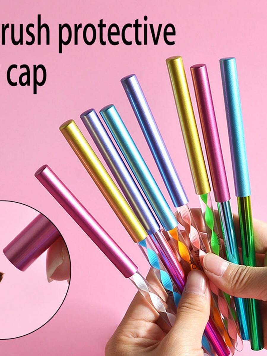 Tapa de bolígrafo para uñas, Cubierta de bolígrafo, Cubierta protectora de metal de color, Cubierta de almacenamiento de bolígrafo para uñas, Cubierta de almacenamiento a prueba de polvo para escritorio