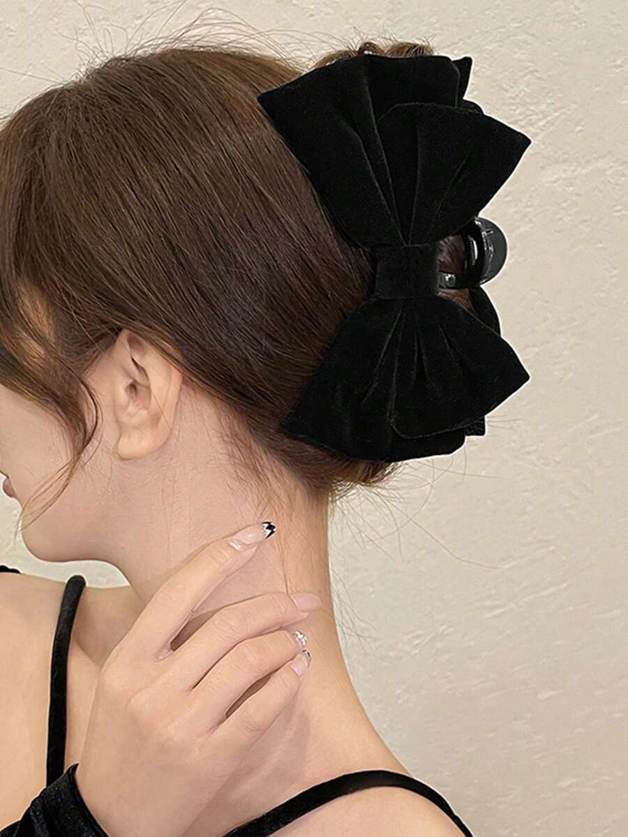 1 pièce Pince à cheveux en velours double face élégante et surdimensionnée en forme de nœud, convient pour les soirées, les bals et le port quotidien