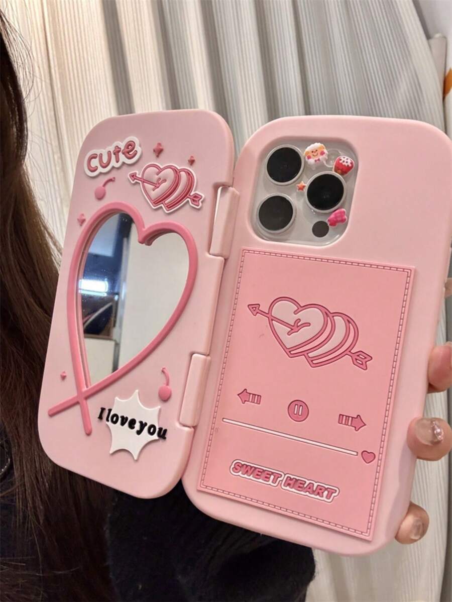 Funda tipo espejo de silicona con diseño de flecha del amor, compatible con iPhone 16, 15, 14 y 13 Pro Max, protección linda y a prueba de golpes con cubierta suave