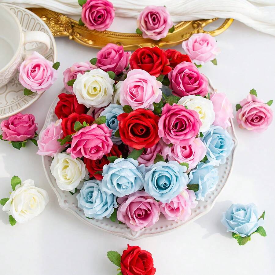 5/10 piezas de cabezas de rosas a la parrilla artificiales para decoraciones de primavera y otoño, para bodas, jarrones, hogar, comedor, dormitorio, cocina, decoración de habitaciones, fiestas, cumpleaños y jardín exterior