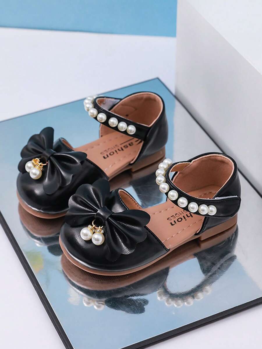 Fashion Versatile Comfortable Breathable Rhinestone Bow Hook And Loop Hollow Girls Student Children Flat Shoes