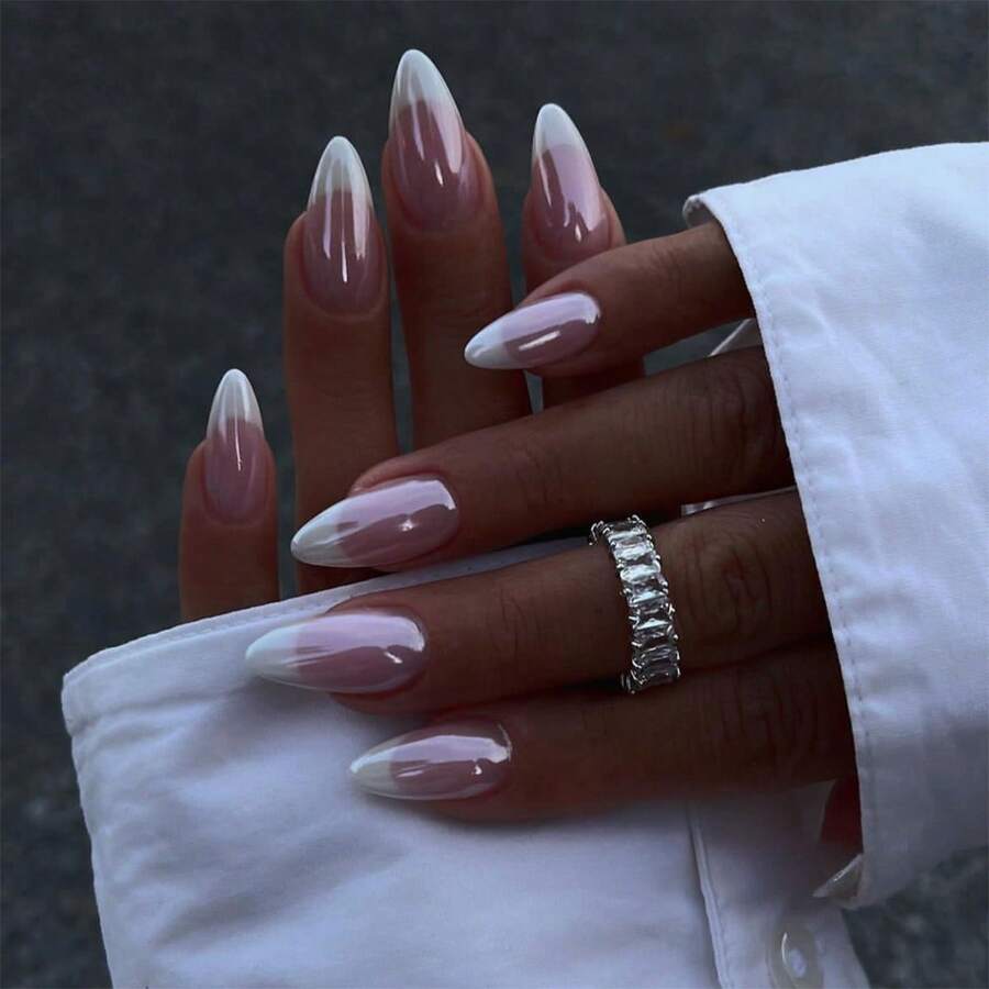 24 piezas de láminas de uñas con estilo francés aptas para damas y niñas, ideales para citas, fiestas, festivales, decoración del Día de San Valentín, pegatinas de manicura francesa simple, uñas postizas desprendibles (incluye hojas de pegamento y limas de uñas hoy)