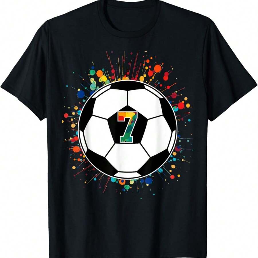 Kids 7th Birthday Soccer Ball Birthday Party T-Shirt 7 Year T-Shirt
