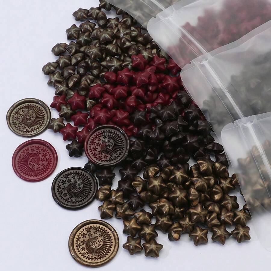 100Pcs Dark Coffee Star-Shaped Sealing Wax Beads For DIY Decoration, Including Envelopes, Wedding Invitations, Cards, Postcards, Gift Packaging, Crafts, Scrapbooks