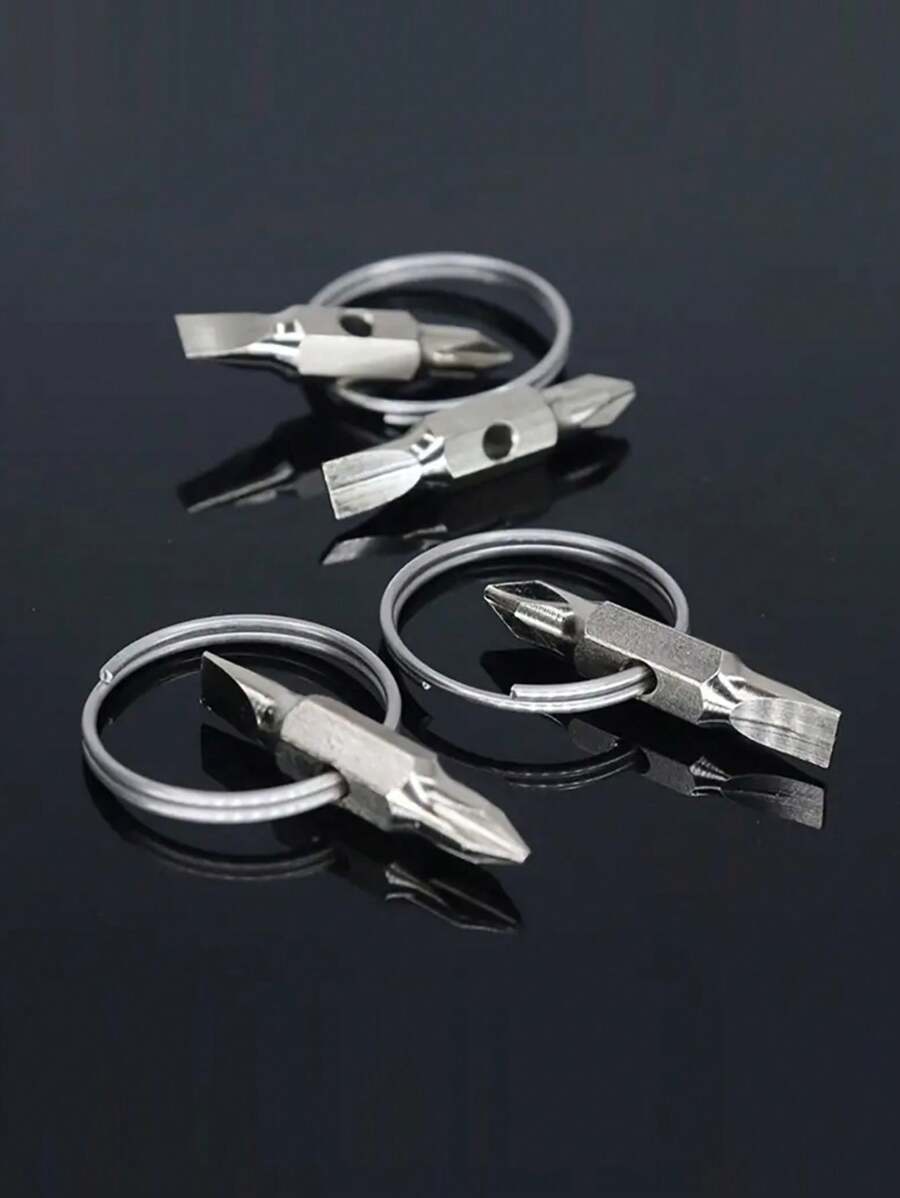 1pc Keychain Screwdriver Bit With Phillips And Flat Head Small Pocket EDC Tool Multi-Functional Keychain Repair Tool
