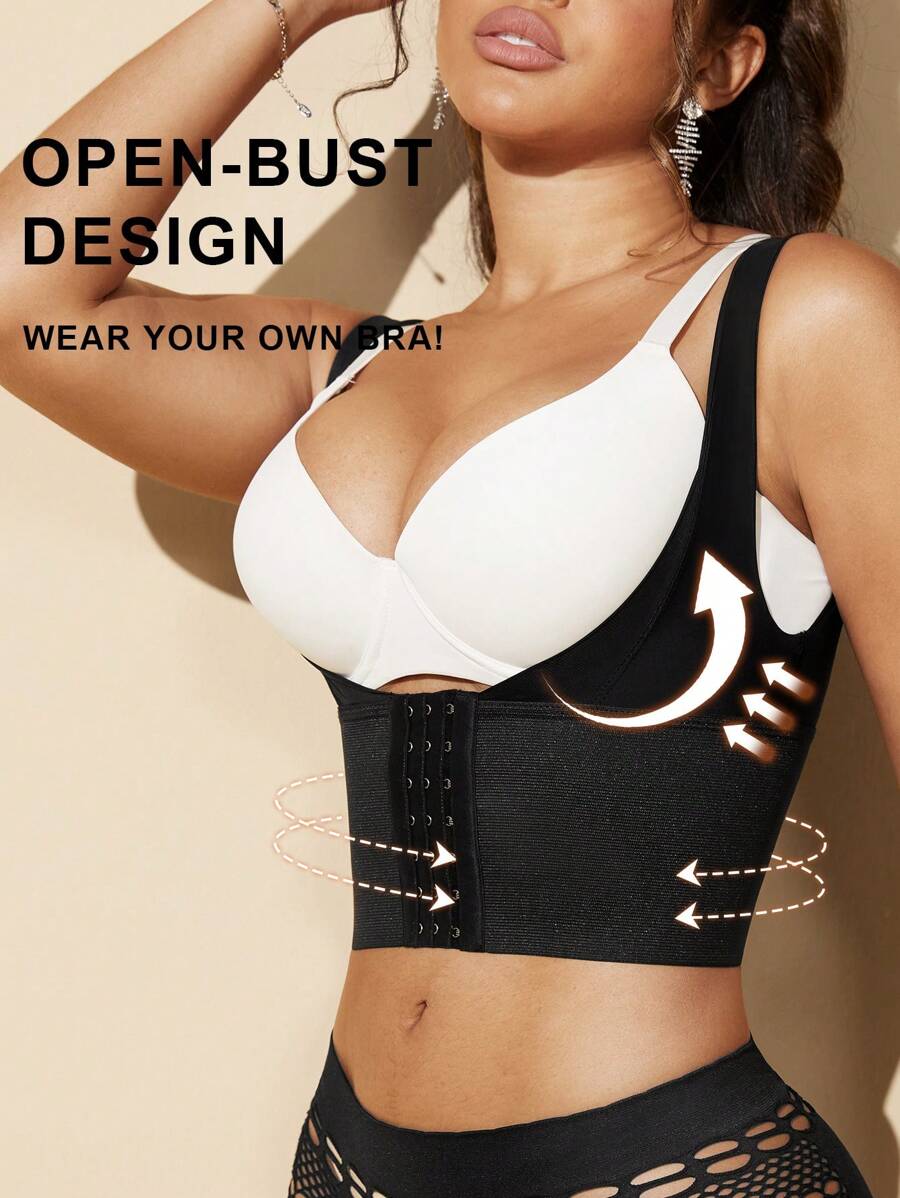 1pc Women Black Slimming Corset Tank Top, Bust Support, Waist Shaper Tummy Control Flat Belly Sheath Pants Underwear Shorts Lingerie Briefs Shapewear Waist Trainer Shaper