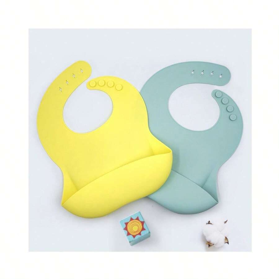 2 pacchetti di bava in silicone per ragazzi e ragazze, sbavature impermeabili per bambini piccoli, sbavaglie regolabili unisex per mangiare sgancia in silicone morbido e resistente senza BPA con