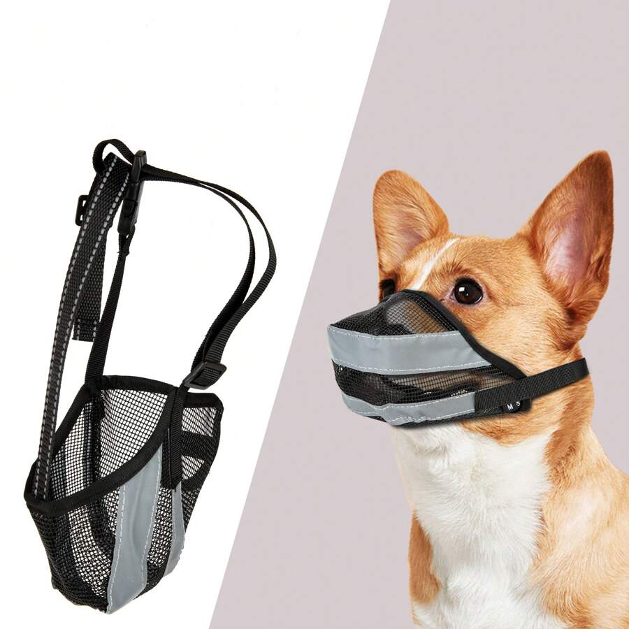 Nouvelle muselière de chien anti-morsure, anti-aboiement, anti-déglutition avec bande réfléchissante, fournitures pour animaux de compagnie réglables
