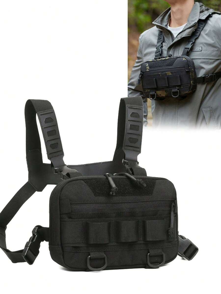 Bolsa de pecho para hombres, bolsa MOLLE para exteriores, bolsa de camuflaje multifuncional para pesca, ciclismo, campamento, adecuada para adolescentes, atuendo casual de verano, deportes al aire libre, viajes de vacaciones, regalos de cumpleaños o accesorios de graduación