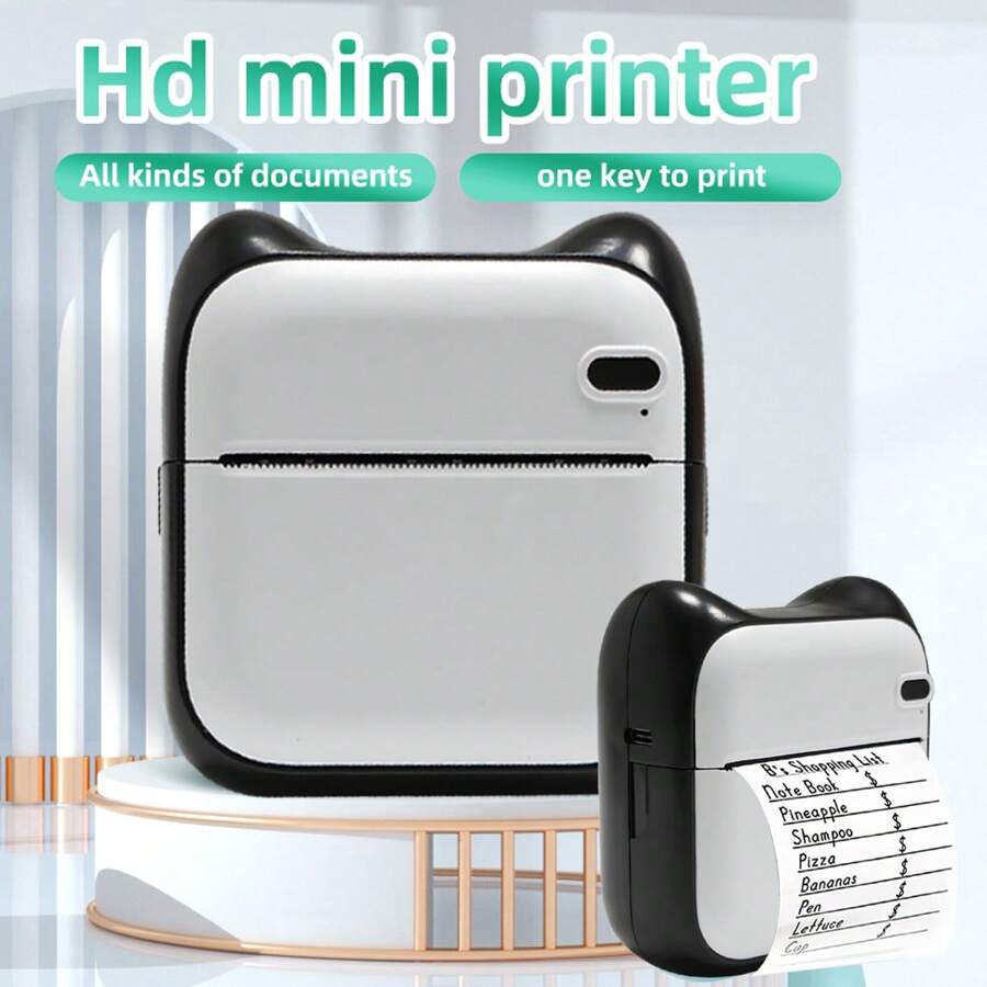 Mini Printer Sticker Thermal Printer With Rolls Thermal Printing Paper, Blue-Tooth Portable Phone Printer,Study Printer For Pictures, Photos, Journals, DIY, Compatible With Phone & Tablet