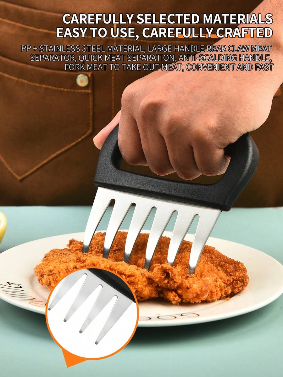 1PC / 4.9 Inch Anti-Rust Edge Sharp, 430 Stainless Steel Meat Splitter, Modern Simple Black And White Appearance, Pointed Claw-Shaped, Ergonomic Handle Design, Comfortable Grip, Easy To Cut All Kinds Of Meat, Family Barbecue And Kitchen Cooking Tools.