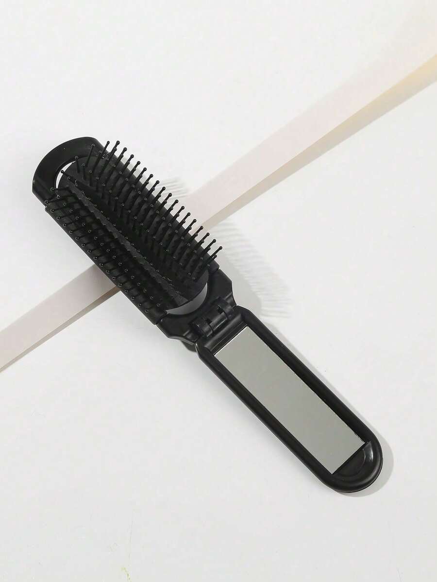 Cepillo de pelo y espejo plegable 2 en 1, cepillo de pelo/peine para todo tipo de cabello