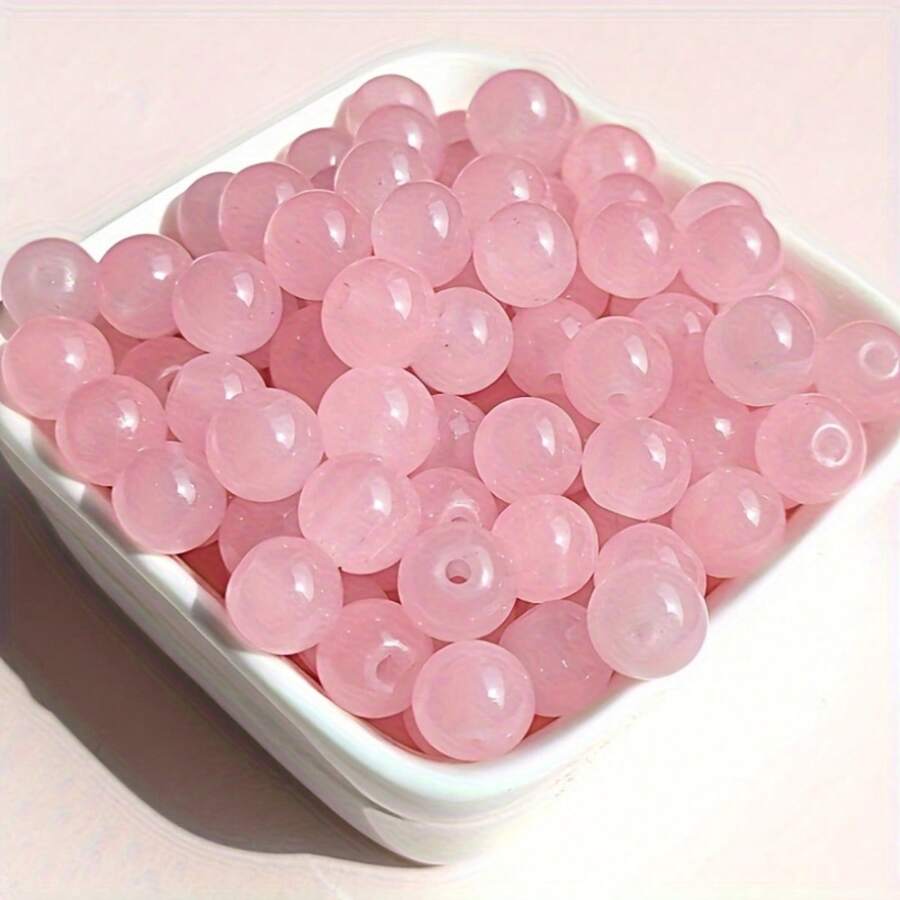100 piezas de cuentas de vidrio de 6mm con acabado imitación jade en colores caramelo, material: vidrio, perfecto para hacer pulseras y collares