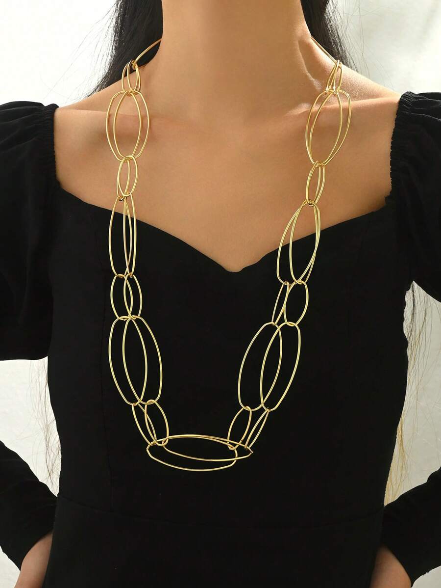 1pc Glamorous Exaggerated Hollow-Out Long Necklace For Women