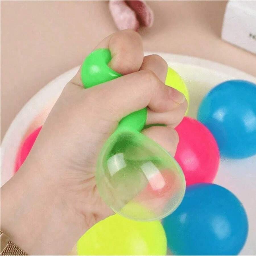 Set de 3 pelotas blandas, elásticas y que brillan en la oscuridad, que se pegan al techo y a las paredes, pelotas con luz intermitente por presión para relajación y alivio del estrés/ansiedad, juguetes ASMR, colores aleatorios