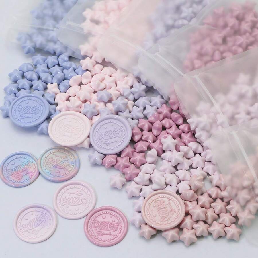 100 piezas/Paquete de Perlas de lacre en forma de estrella con colores tipo macaron, perlas de lacre para sellar cera para decorar sobres, invitaciones de boda, tarjetas de felicitación, postales, embalaje de regalos, manualidades, scrapbooking