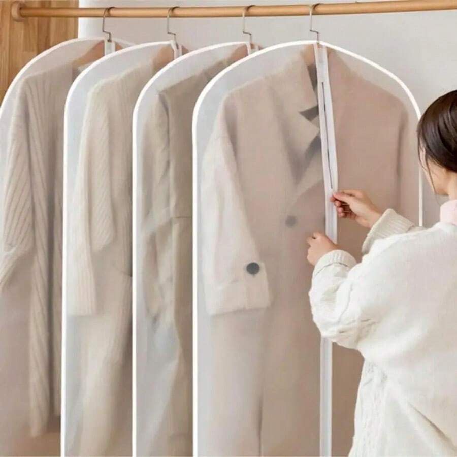 5 pezzi Custodie trasparenti per indumenti, impermeabili e antipolvere, sacchetti spessi per conservazione di vestiti, protettori di indumenti a prova di umidità e polvere