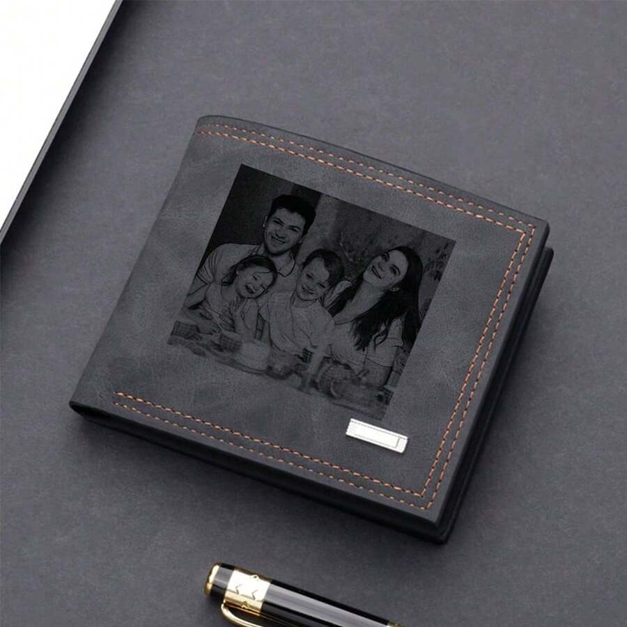 Cartera personalizada con foto para hombre, regalo personalizado con foto grabada para novio, esposo, papá