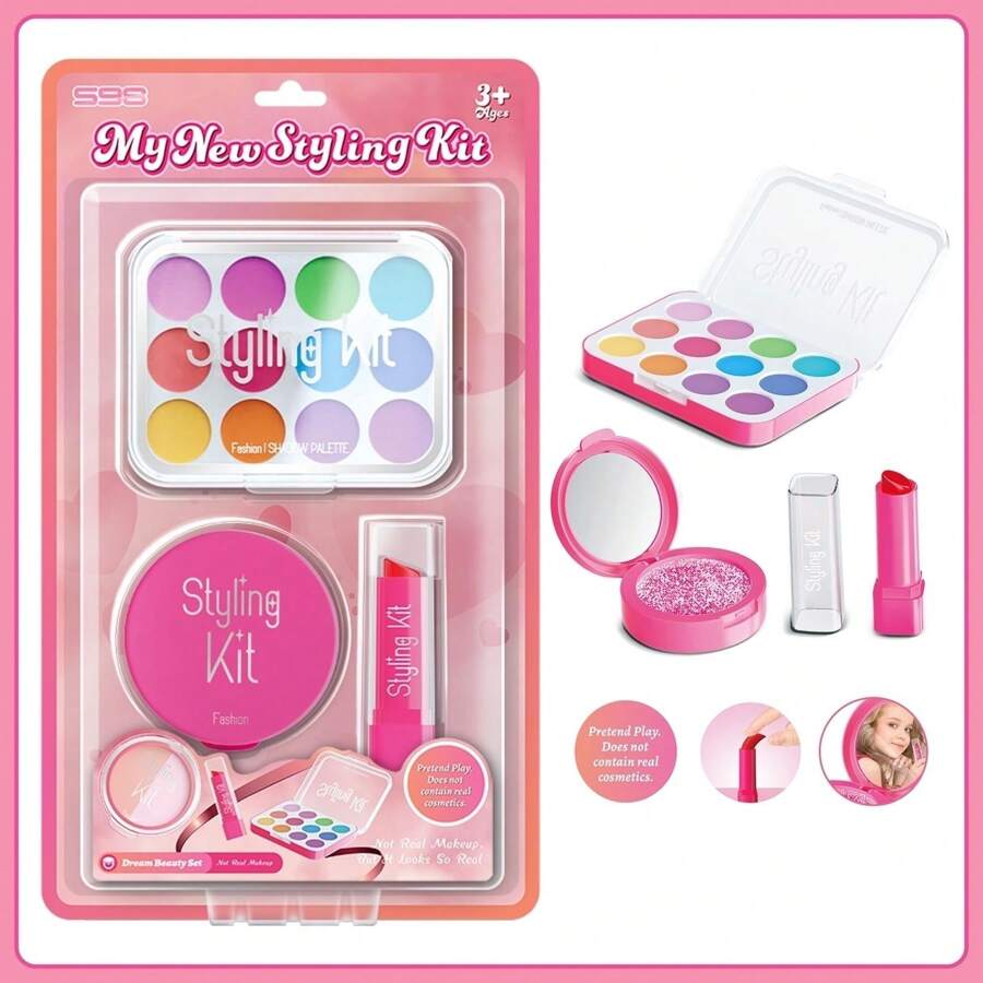 1 pezzo Set di giocattoli cosmetici da gioco per bambine, giocattoli di trucco per il ruolo di principessa, set di trucco portatile per principessa, adatto per bambine di 3-8 anni, ottimo regalo per compleanni (non cosmetici veri)