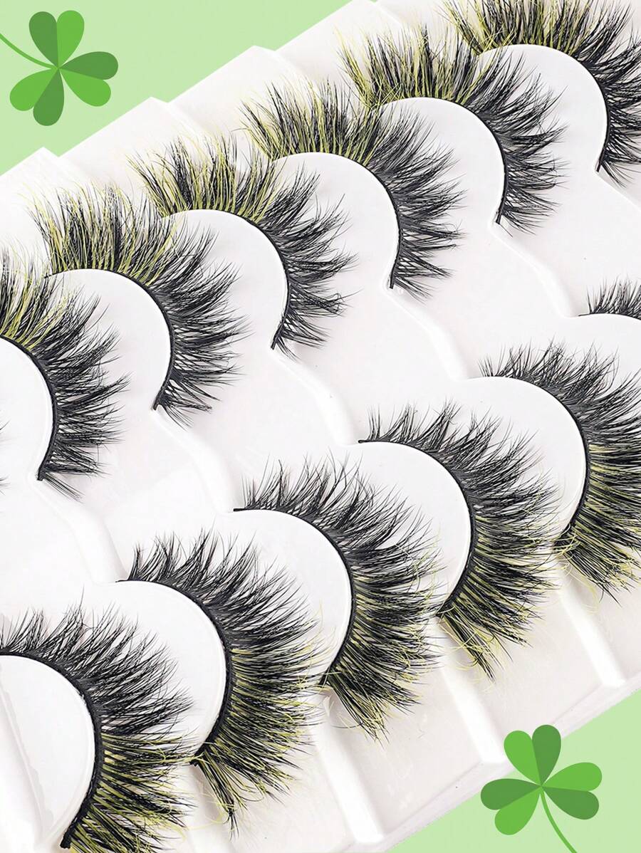 7Pairs Colorful Cat Eye Natural Look False Eyelashes - Colorful Cartoon Style Eyelashes With Wing Ends, D Curl 6-17mm, Soft & Comfortable For Everyday & Party Use, DIY Time-Saving, Easy To Apply & Reusable, Great Gift Idea, Handmade