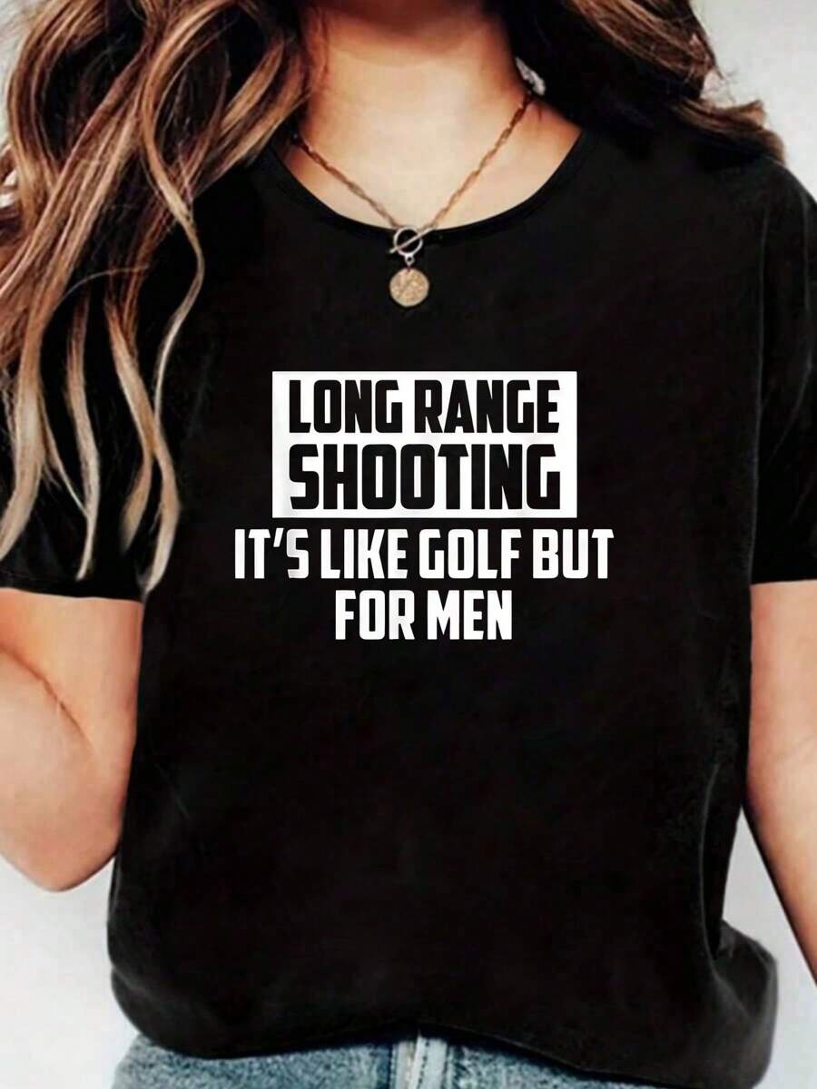 Gun Rifle 2nd Amendment Funny Long-Range Shooting Sniper,Fashion Casual T-Shirt, Short Sleeve Crew Neck Shirt,Cotton Top For Women